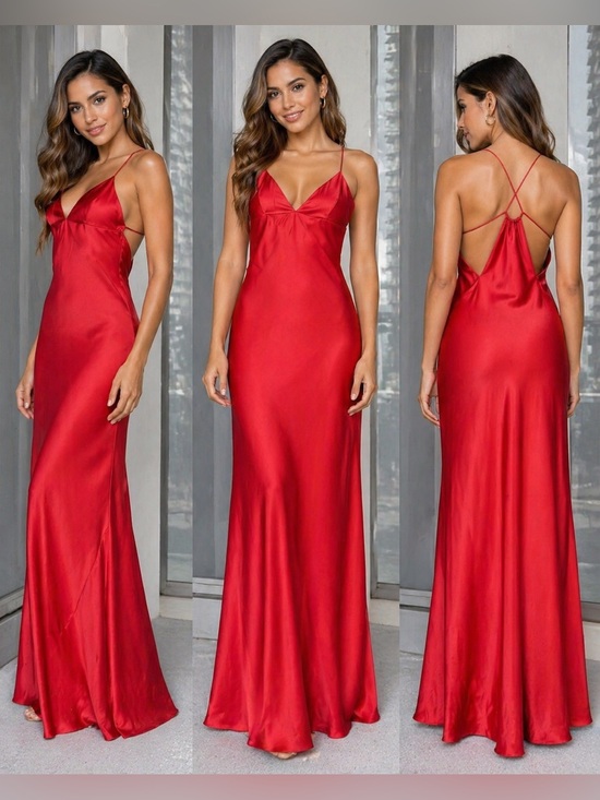 Zara Other - Zara 100% Silk Red Maxi Dress